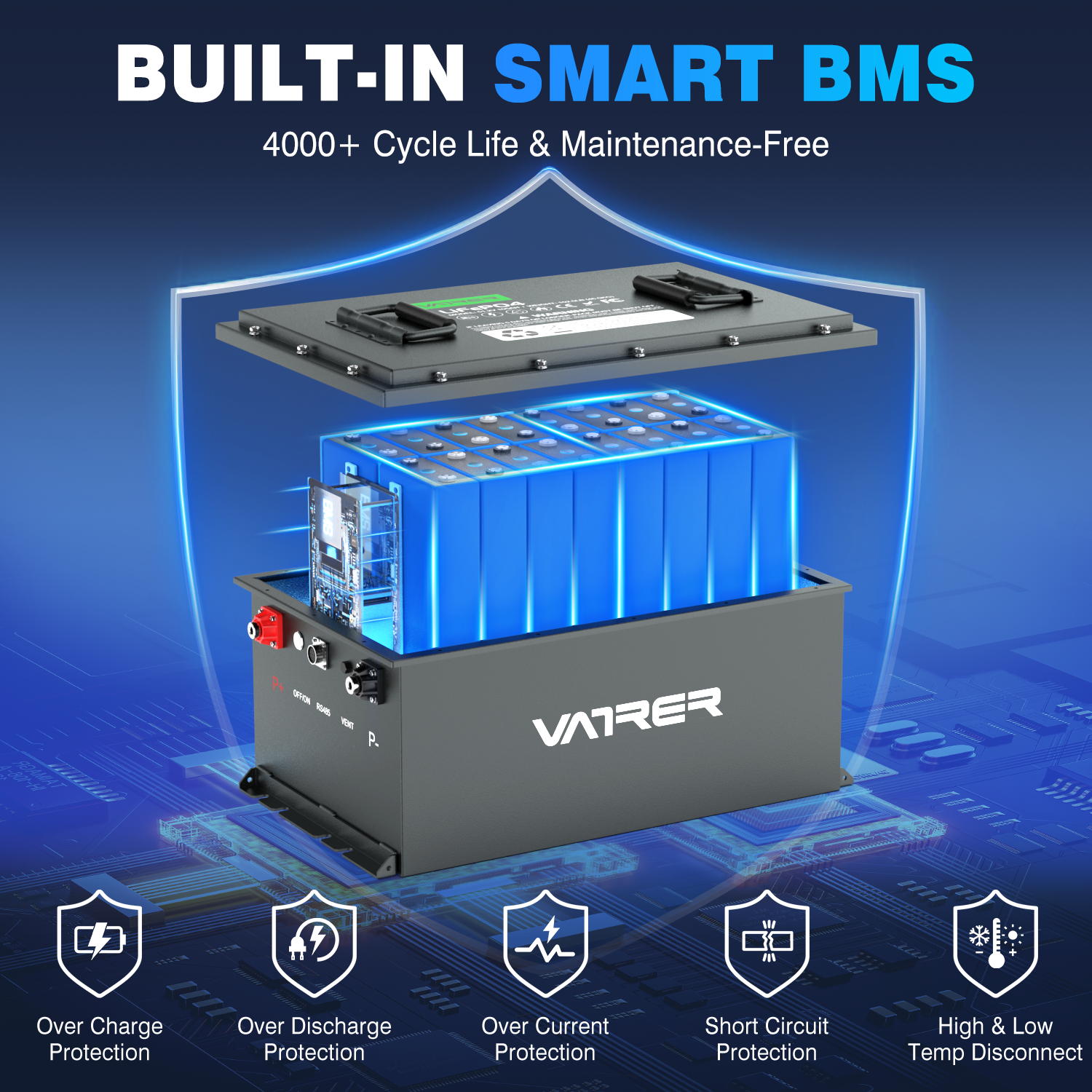 golf cart battery with BMS 12