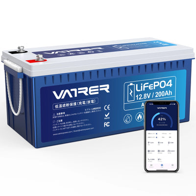 Vatrer 12V 200Ah 200A BMS リチウム バッテリー Bluetooth 付き JP