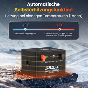 VATRER 12V 560Ah Selbsterwärmung LiFePO4 Lithium Batterie DE 8