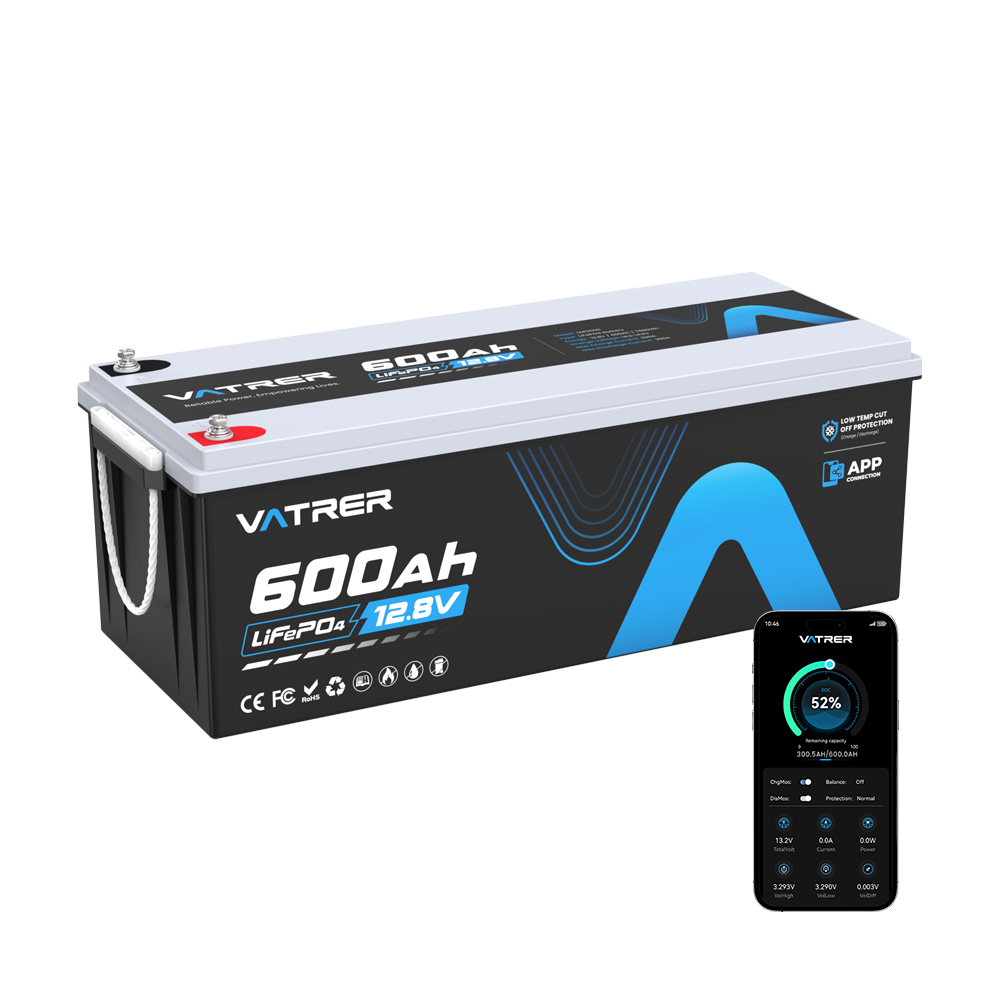 Vatrer 12V 600Ah Bluetooth Lithium RV Battery