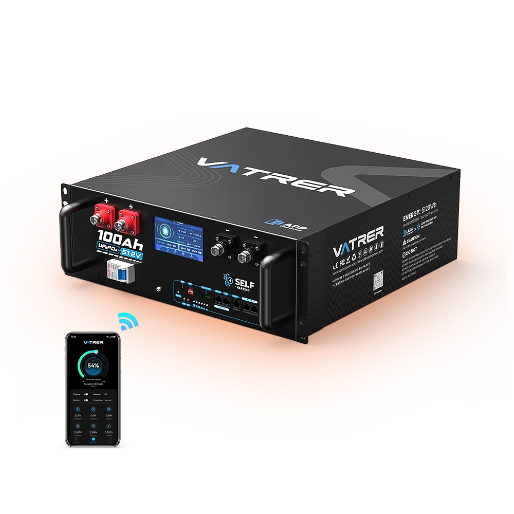 Vatrer 51,2V 100Ah WiFi Heated Server Rack Battery