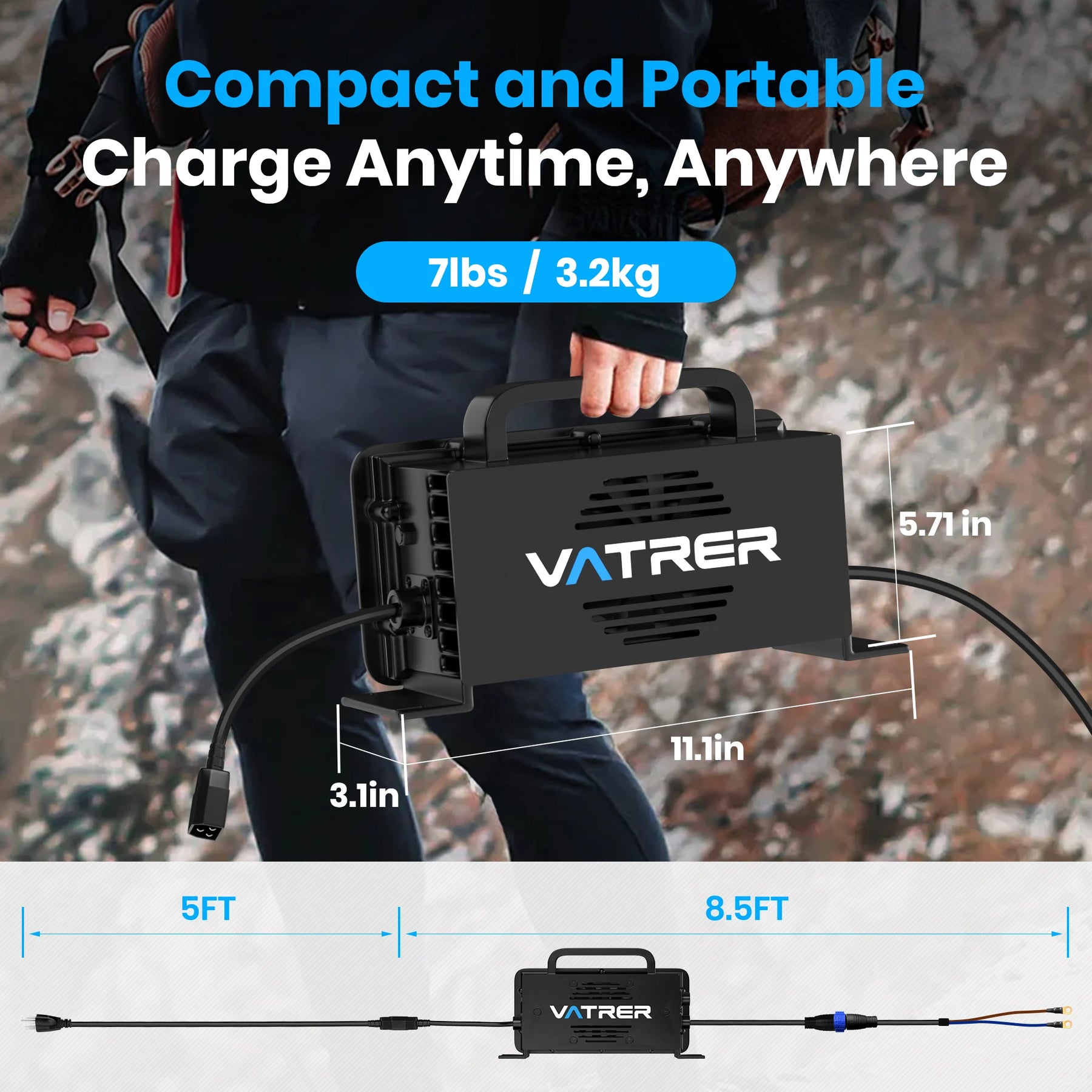 Vatrer 58.4V 20A Intelligent AC-DC  48V Golf Cart  LiFePO4 Battery Charger 15