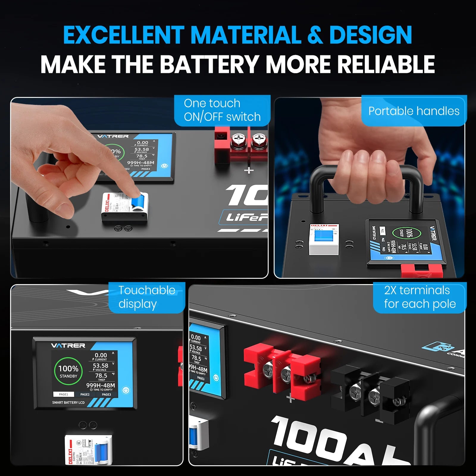 Vatrer 48V 100Ah Server Rack Battery Excellent Material