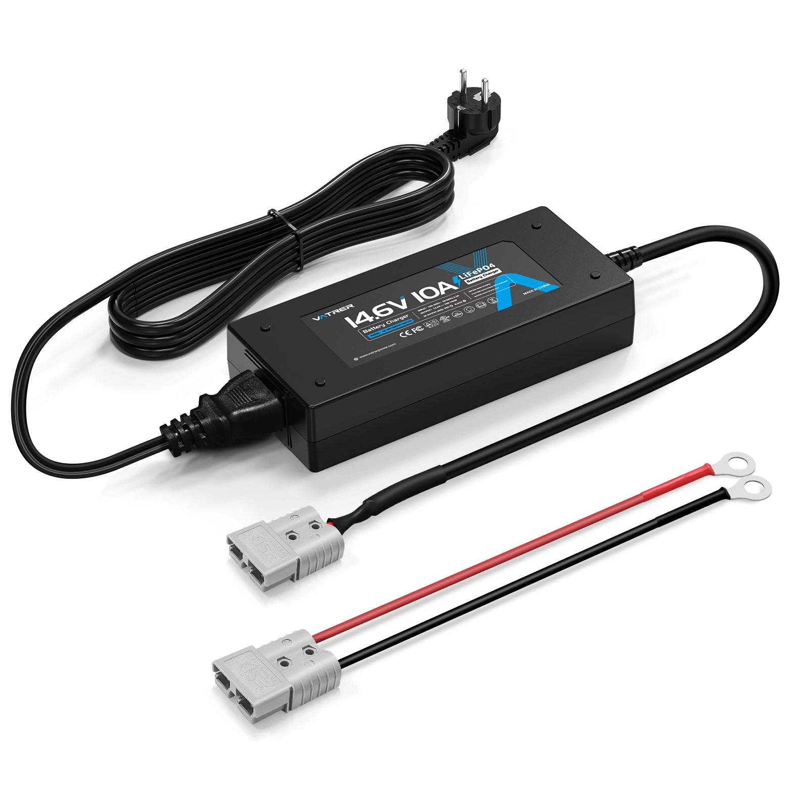 Vatrer 14.6V 10A Intelligent AC-DC Charger for 12V Lithium Iron Phosphate EU 13