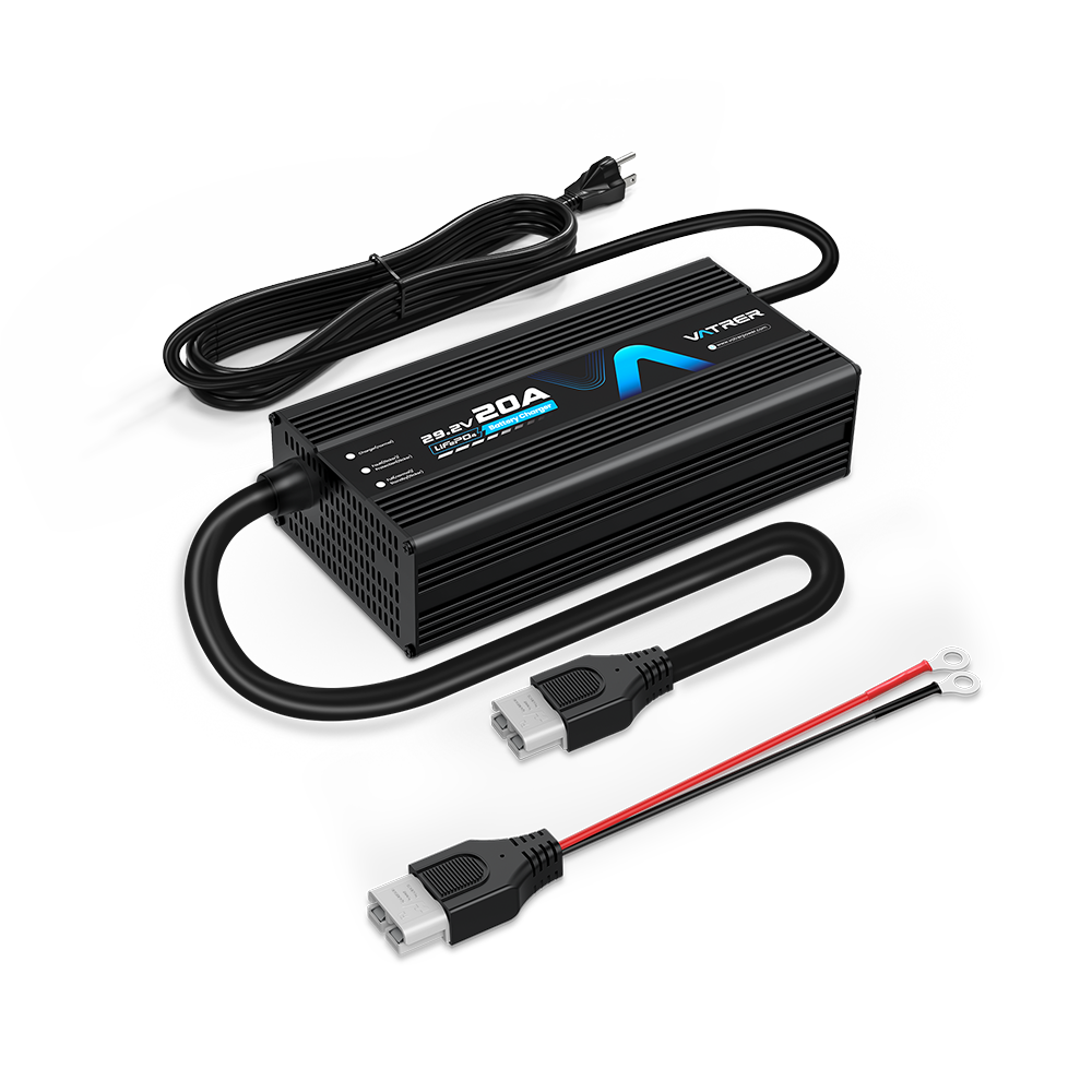 Vatrer 29.2V 20A Lithium Battery Charger AC-DC LiFePO4 Battery Charger for 24V Rechargeable Lithium LiFePO4 Battery