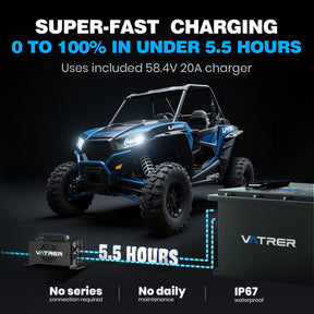 Vatrer 48 Volt 105Ah Lithium Battery for UTV/ATV/Golf Cart, Upgraded 300A BMS, Max 15.36kW Power Output 8