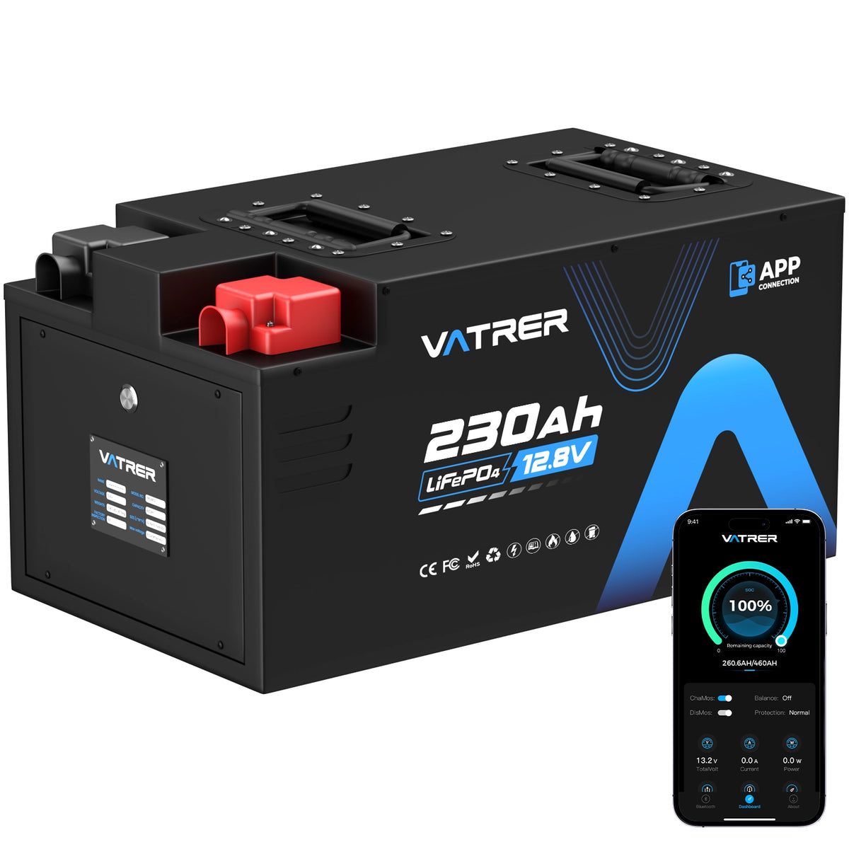 Vatrer 12V 230AH RV Battery Bluetooth Version, 200A BMS, Low Temp Cutoff, LiFePO4 Chemistry EU 11