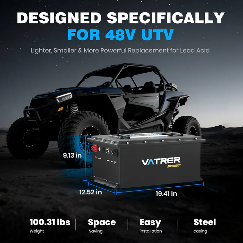 Vatrer 48V 105Ah Lithium Battery for UTV/ATV Size