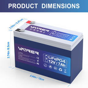 Vatrer 12V 7Ah LiFePO4 Deep Cycle Fish Finder Battery 8